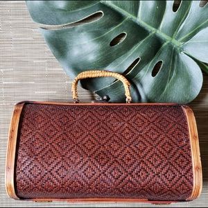 Vintage Bamboo & Wood Purse Asian Boho Wearable